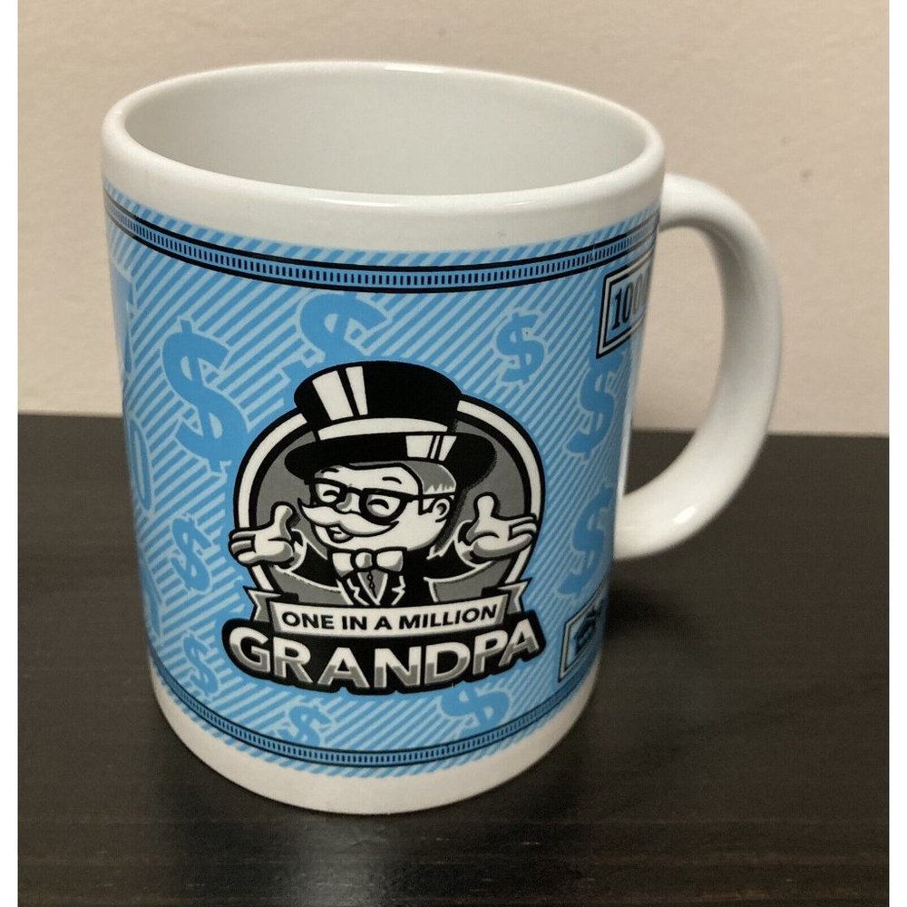 One In A Million Grandpa Coffee Mug Blue White Black Ceramic